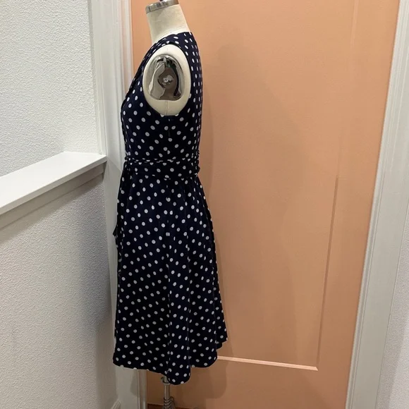 J. Crew Navy and White Polka Dot Midi Dress - Picture 4 of 6